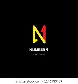 number one logo vector illustration. Black background