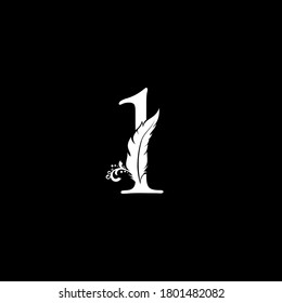 Number One Luxury Feather Logo Icon
