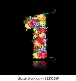 Number one made from fruits. See others in my gallery