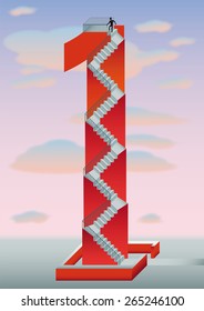 number one with a man walking up