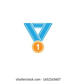 Number one medal flat icon