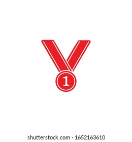 Number one medal flat icon