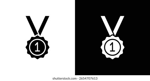 Icono de medalla número uno de un Vector de estilo plano