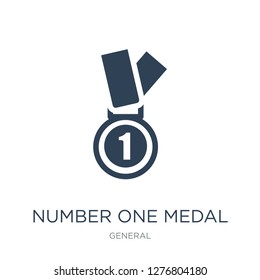 number one medal icon vector on white background, number one medal trendy filled icons from General collection, number one medal vector illustration