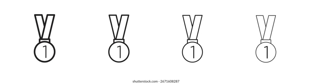 Número um ícone de medalha ícone de ilustração vetorial, ícone de design de linha. Traçados editáveis.