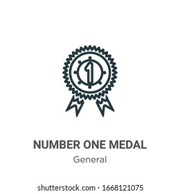 Number one medal outline vector icon. Thin line black number one medal icon, flat vector simple element illustration from editable general concept isolated stroke on white background