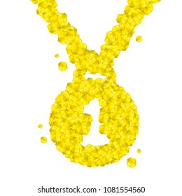 Number one Medal shape Crystal diamond 3D virtual set illustration Gemstone concept design yellow color, isolated on white background, vector eps 10