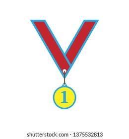 Number one medal vector icon isolated on white background. EPS 10