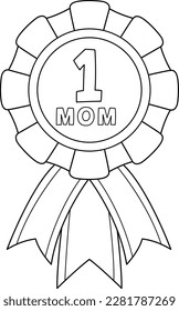 Number One Mom Ribbon Isolated Coloring Page 