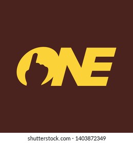 Number One negative space Symbol concept