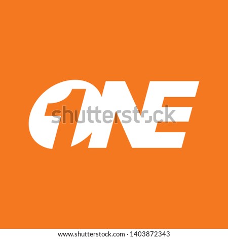 Number One negative space Symbol concept