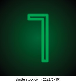 Número uno, vectores numéricos de iconos simples. Diseño plano. Neón verde sobre fondo negro con luz verde.ai