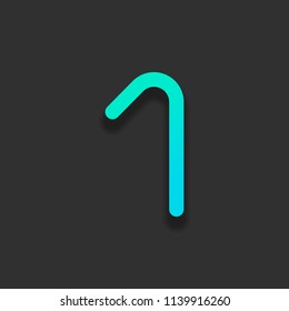 Number one, numeral, simple letter. Colorful logo concept with soft shadow on dark background. Icon color of azure ocean