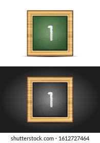 Number one on chalkboard set. Vector illustration.