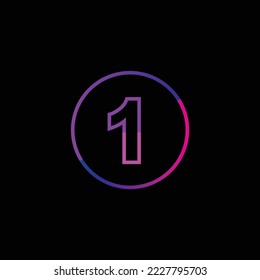 number one on circles with colors