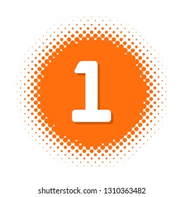 Number one on halftone round shape. Vector illustration