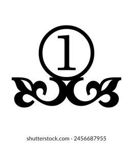 Number one on ornate pedestal. Vector symbol of priority.