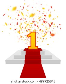 Number One on Podium. Winner Concept. Stage Podium for Award Ceremony. Vector illustration.