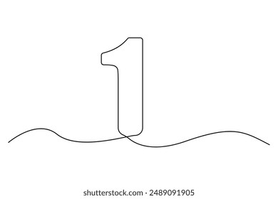Number one outline. Minimalist vector illustration. Continuous black line. Simple abstract design.