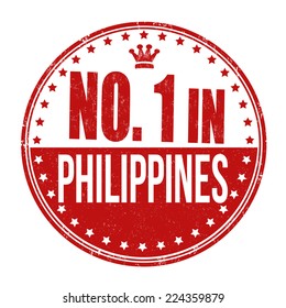 Number one in Philippines grunge rubber stamp on white background, vector illustration