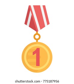 A number one position medal flat vector icon