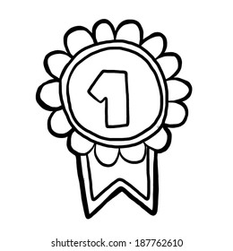 number one prize / cartoon vector and illustration, black and white, hand drawn, sketch style, isolated on white background.