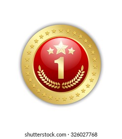 Number one quality badge placed on white background