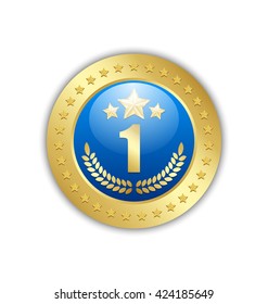 Number one quality badge placed on white background