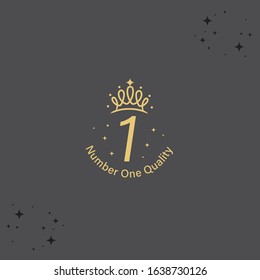 Number one quality with crown, Vector emblem template