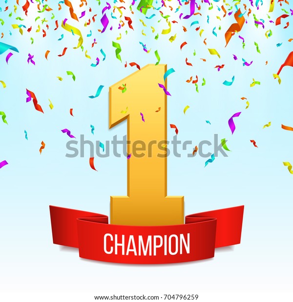 Number One Red Ribbon Confetti Vector Stock Vector (Royalty Free ...