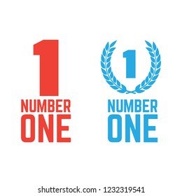 Number One Retro Labels. Set Of One Number Logo. First Place Badge