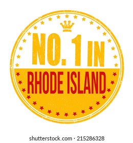 Number one in Rhode Island grunge rubber stamp on white background, vector illustration