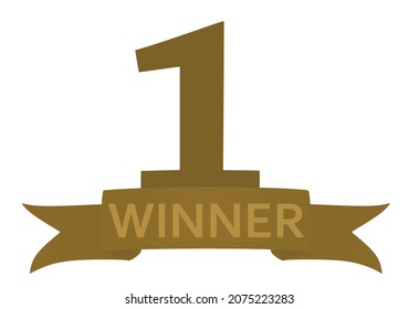 Number one and ribbon winner. vector