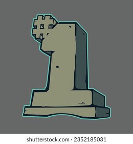 ilustración vectorial de la estatua de la roca número uno