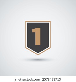 Number one shield and flag logo design template icon