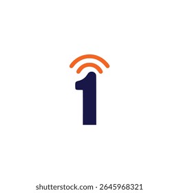 number one with signal communication logo vector illustration template design
