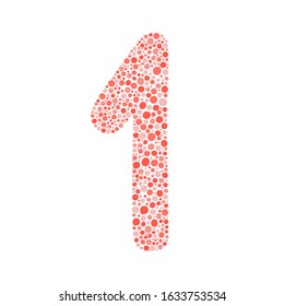 Number one silhouette decorated with red dots. Vector illustration, easy to edit, manipulate, resize or colorize. Perfect for postcards, invitations, posters, or other decorations.
