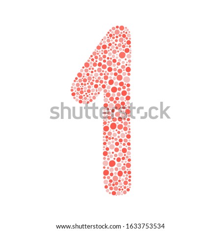 Number one silhouette decorated with red dots. Vector illustration, easy to edit, manipulate, resize or colorize. Perfect for postcards, invitations, posters, or other decorations.