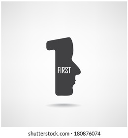 number one silhouette head symbol . first sign.vector illustration 