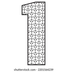 Number One With Soccer Ball Pattern Vector Illustration. Number 1 With Football Ball Pattern Isolated On A White Background
