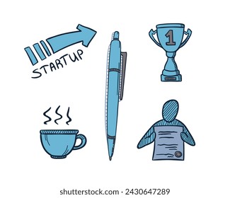 number one startup icon set. Vector design for business and finance illustration