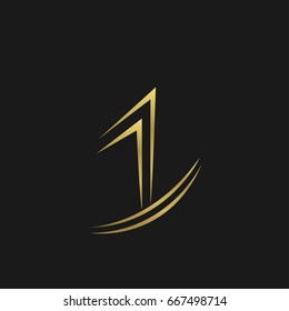 Number one symbol. First place logo, golden award champion winner sign