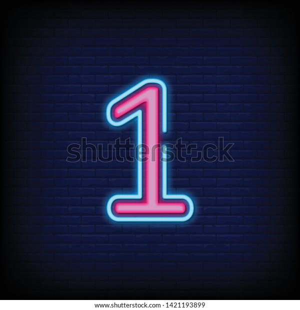 Number One Symbol Neon Sign Brick Stock Vector (Royalty Free ...