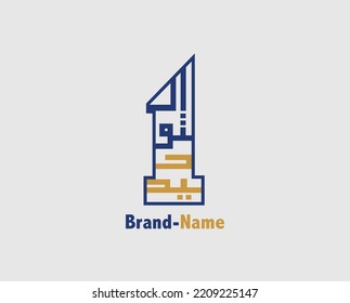 number one with tawhid writing ,The arabic term : Tauhid or Tauheed or Tauwheed meaning worship only one God. Monotheism,logo, vector illustration.