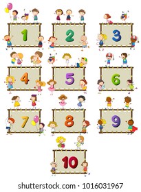Number one to ten with children in background illustration