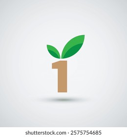 Number one tree logo icon design template