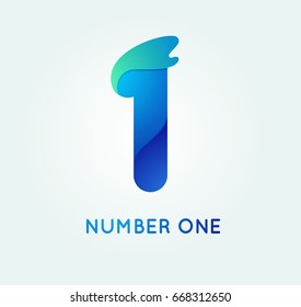 Number one in trend shape style. 1 digit vector icon. 