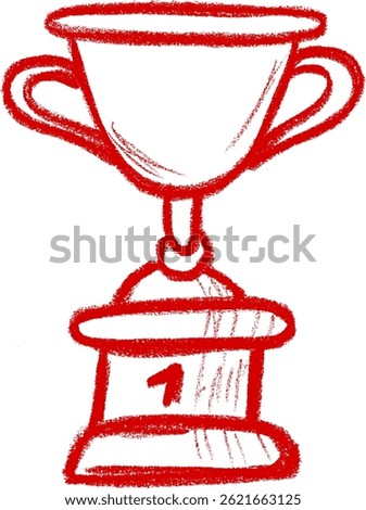 Number One Trophy Icon Crayon Chalk Drawing Vector	