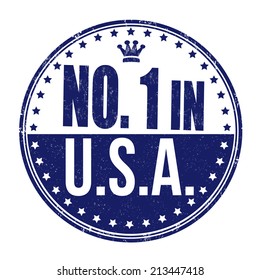 Number one in USA grunge rubber stamp on white background, vector illustration