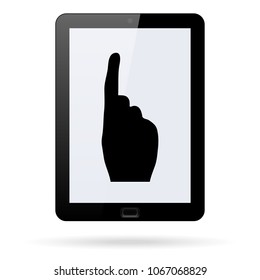 number one vector icon on a realistic tablet. Flat design style.